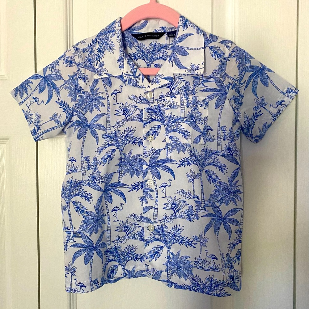 Janie and Jack flamingo button down shirt size 3